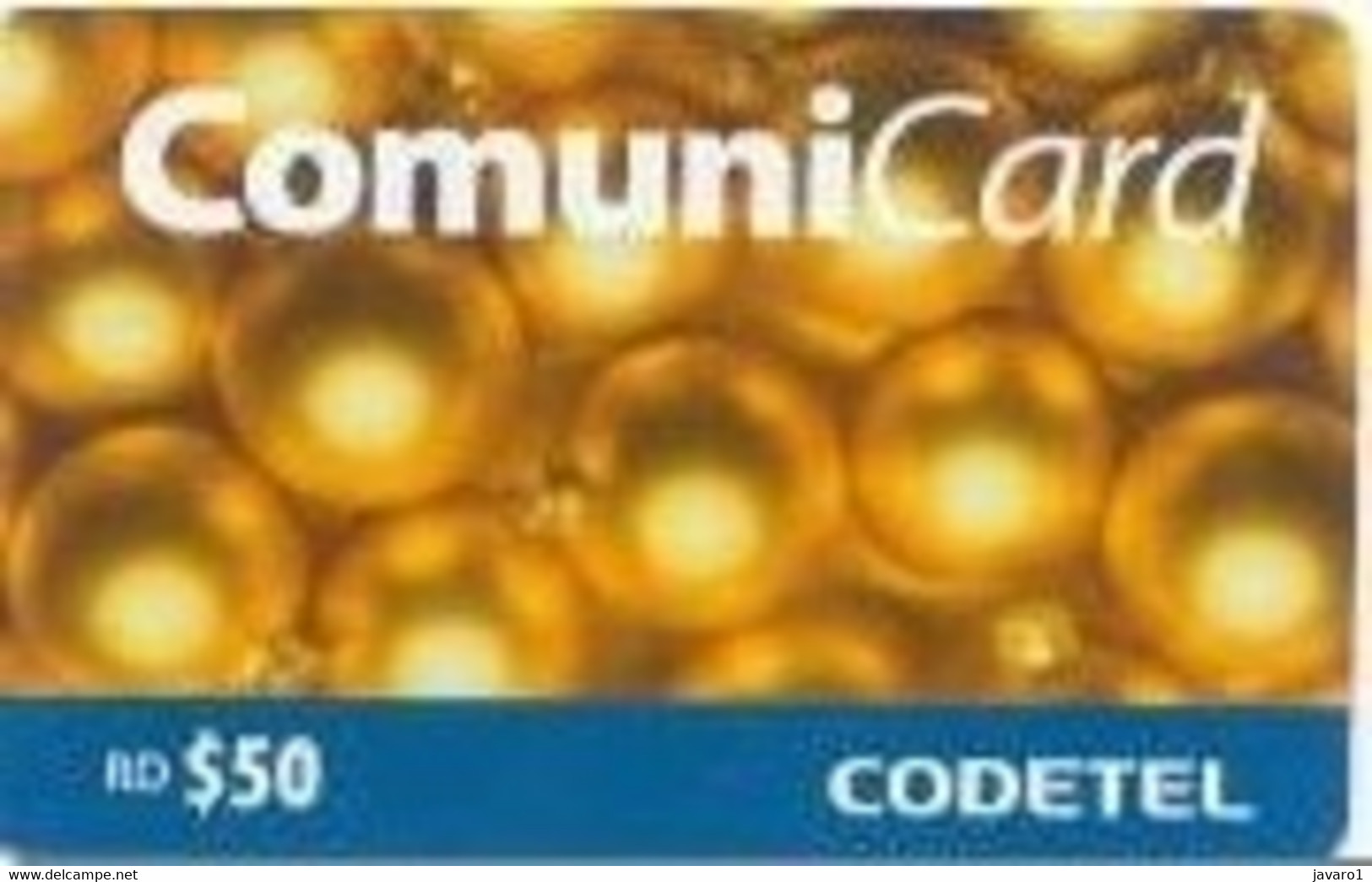 CODETEL : DMC112 RD$50 Gold Christmas Balls USED - Dominicana