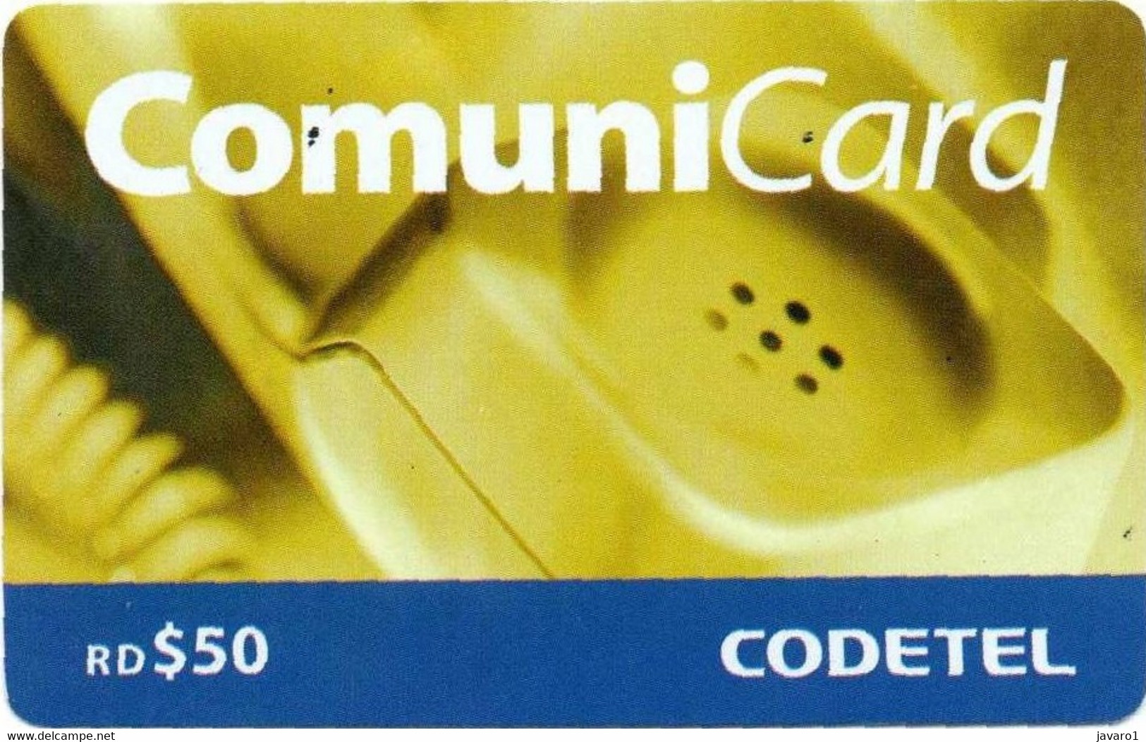 CODETEL : DMC108A RD$50 Yellow Telephone Receiver USED - Dominicaine