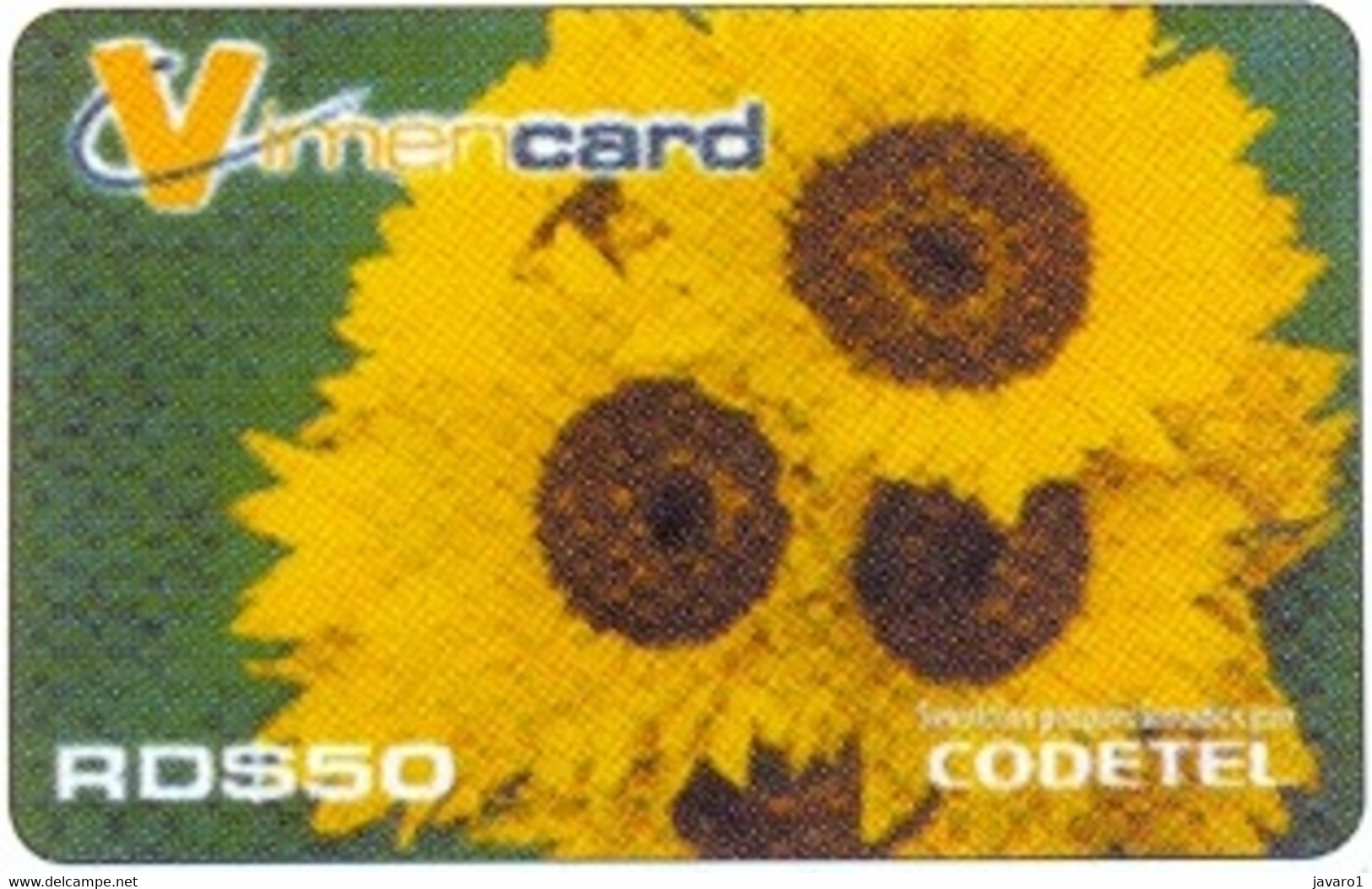 CODETEL : DMC096 RD$50 Vimencard - Sunflower USED - Dominicaine