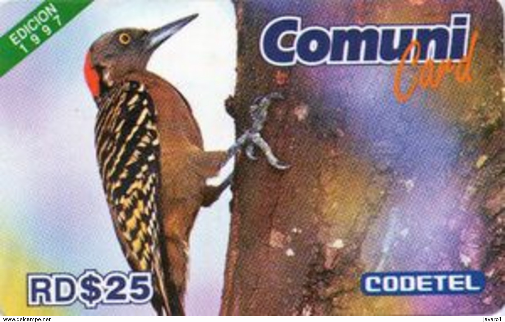 CODETEL : DMC018 RD$25 Comuni Card Ed.97 Bird USED Exp: 3 MONTHS - Dominik. Republik