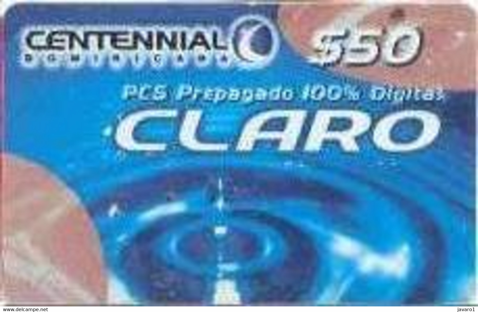 CENTENNIAL : DCE01A $50 CLARO Waterdrop USED - Dominik. Republik