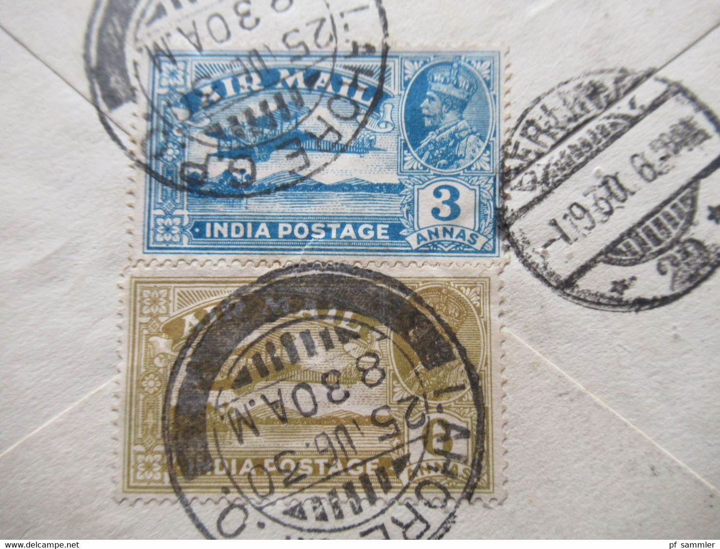 1930 Air Mail LuPo Marken Nr. 119 U. 121 Standart Electric Trading Lahore - Berlin. Roter Stp. Mit Luftpost Befördert - 1911-35 Roi Georges V