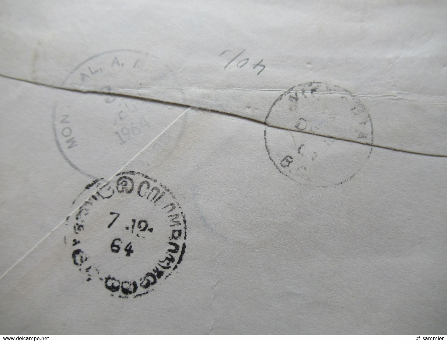 Kanada 1964 Einschreiben Luftpost Victoria B.C. Nach Colombo Ceylon New Foundland Air Mail Marke Als 7er Einheit / Rands - Brieven En Documenten