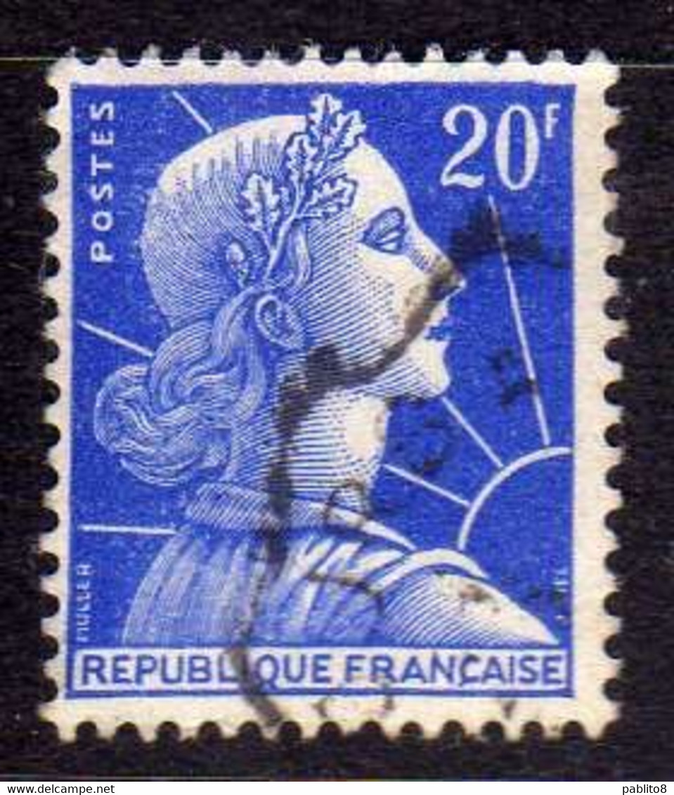 FRANCE FRANCIA 1955 1959 MARIANNE MARIANNA ALLA NEF 20f USATO USED OBLITERE' - 1959-1960 Marianne (am Bug)