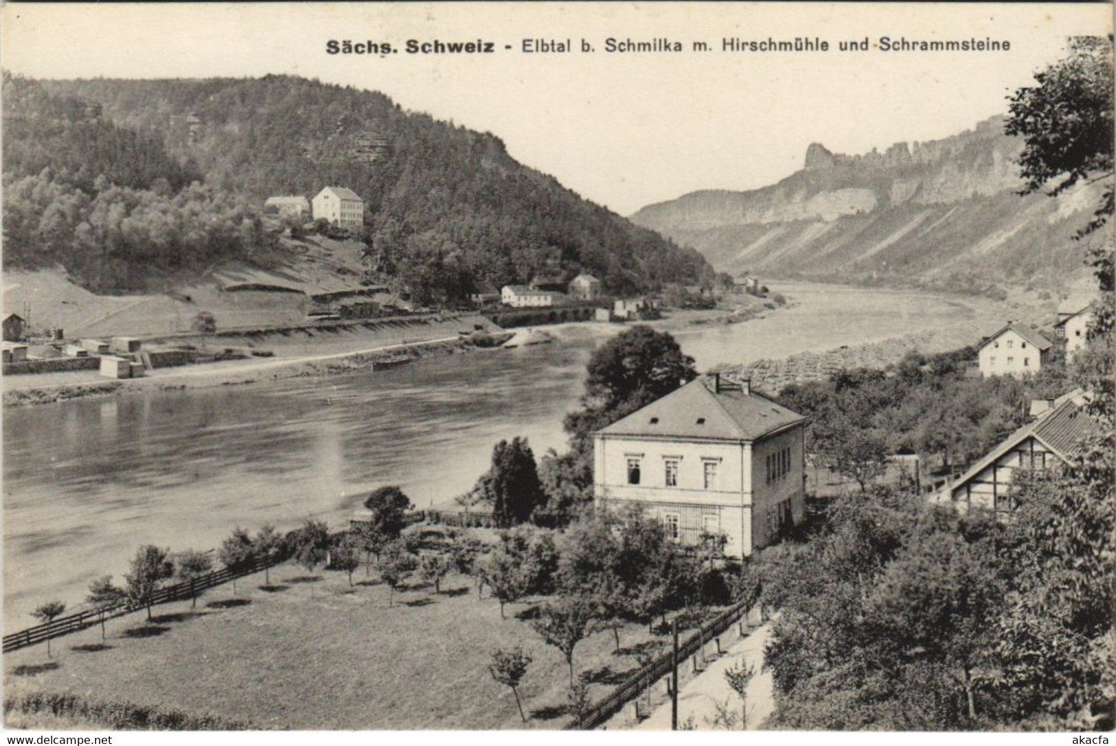 CPA AK Elbtal Bei Schmilka Mit Hirschmuhle Und Schrammsteine GERMANY (1080130) - Schmilka