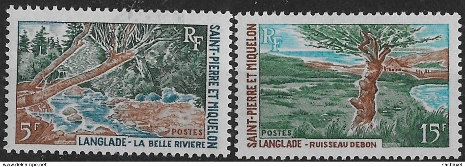 1969 Saint Pierre Et Miquelon N° 385 386 Nf** MNH. Paysages.  La Belle Rivière, Ruisseau Debon à Langlade. - Nuovi