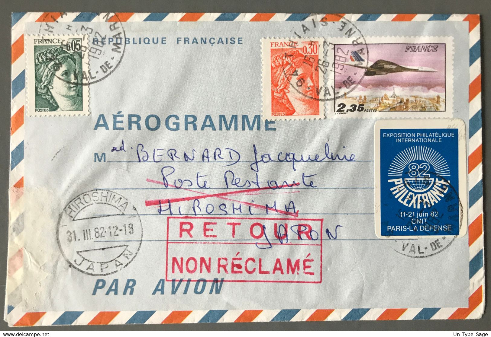 France Aérogramme N°1007-AER Pour Hiroshima, Japon - (C2090) - Aerograms