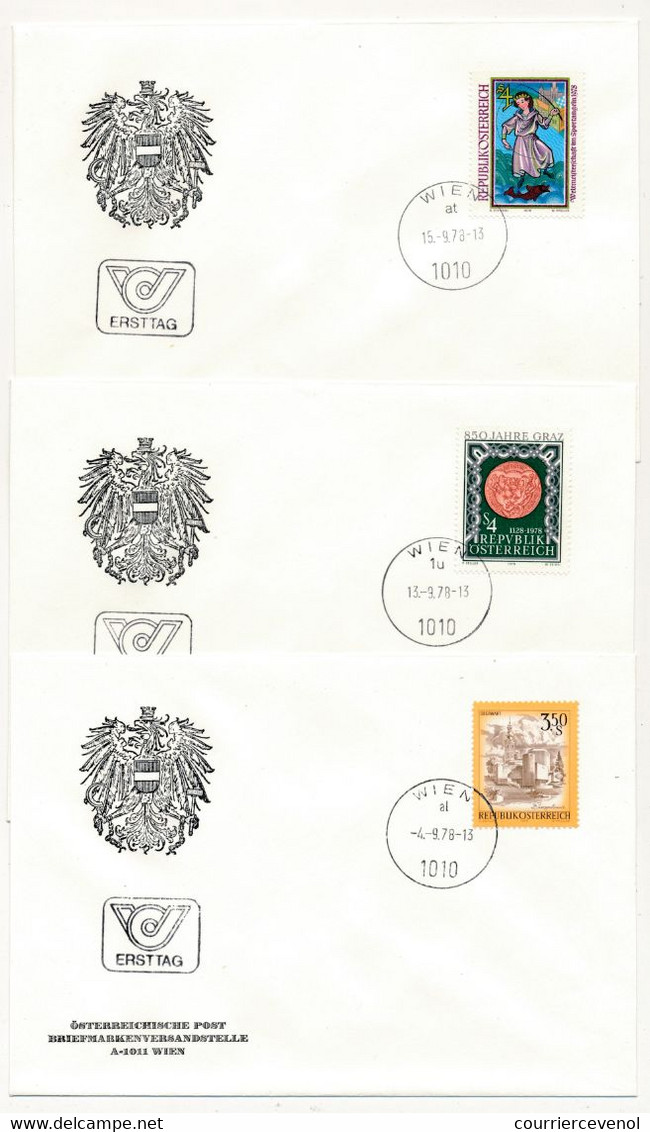 AUTRICHE - Lot De 12 Enveloppes FDC Année 1978 - WIEN - Parfait état - FDC