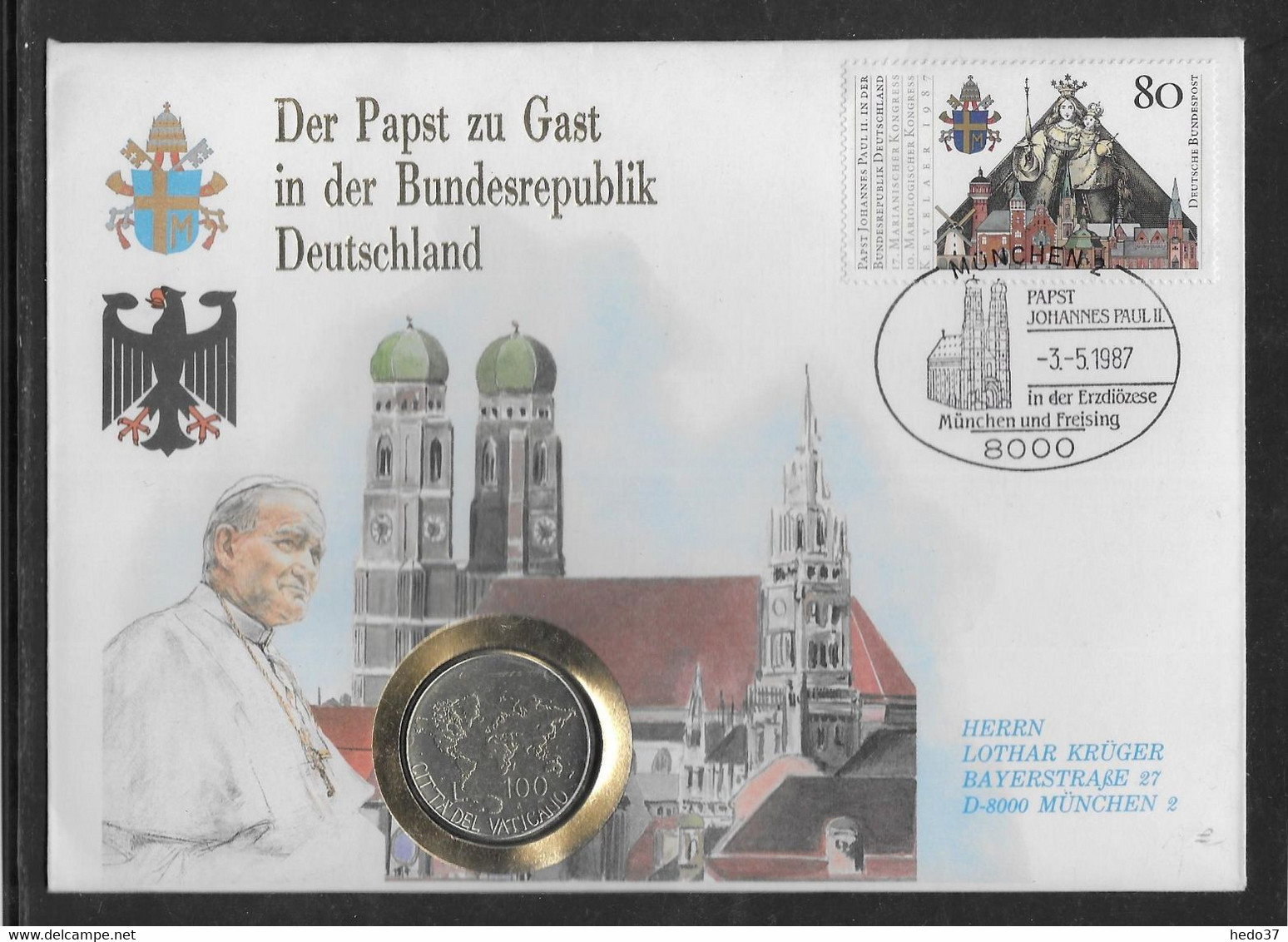 Thème Papes - Allemagne - Enveloppe & Monnaie - TB - Papes