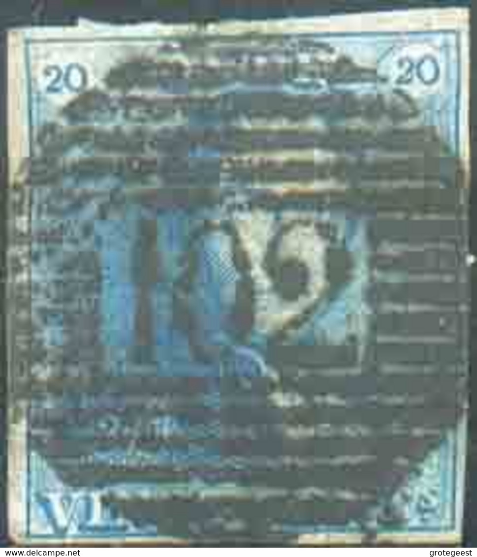 N°2 - Epaulette 20 Centimes Bleue, Bien Margée, Obl. P.102 ROULERS centrale. - TB - 16919 - 1849 Schulterklappen