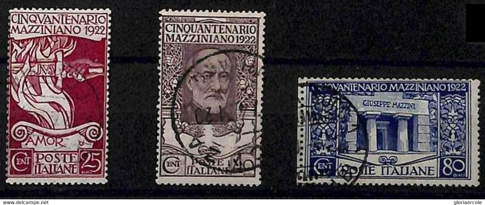 94689m  - ITALT -  Stamps -  Sass # 128-30 Giuseppe Mazzini - USATI - USED - Eilsendung (Eilpost)