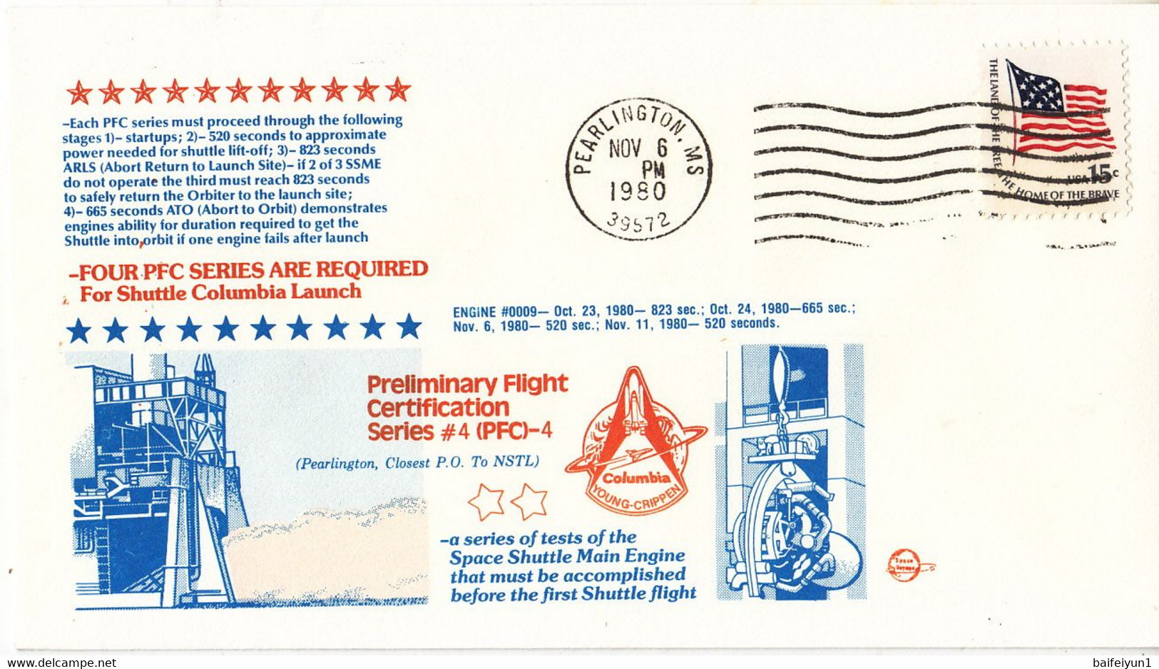 1980 USA  Space Shuttle Four PFC Series Are Required For Shuttle Columbia Launch Commemorative Cover B - Nordamerika