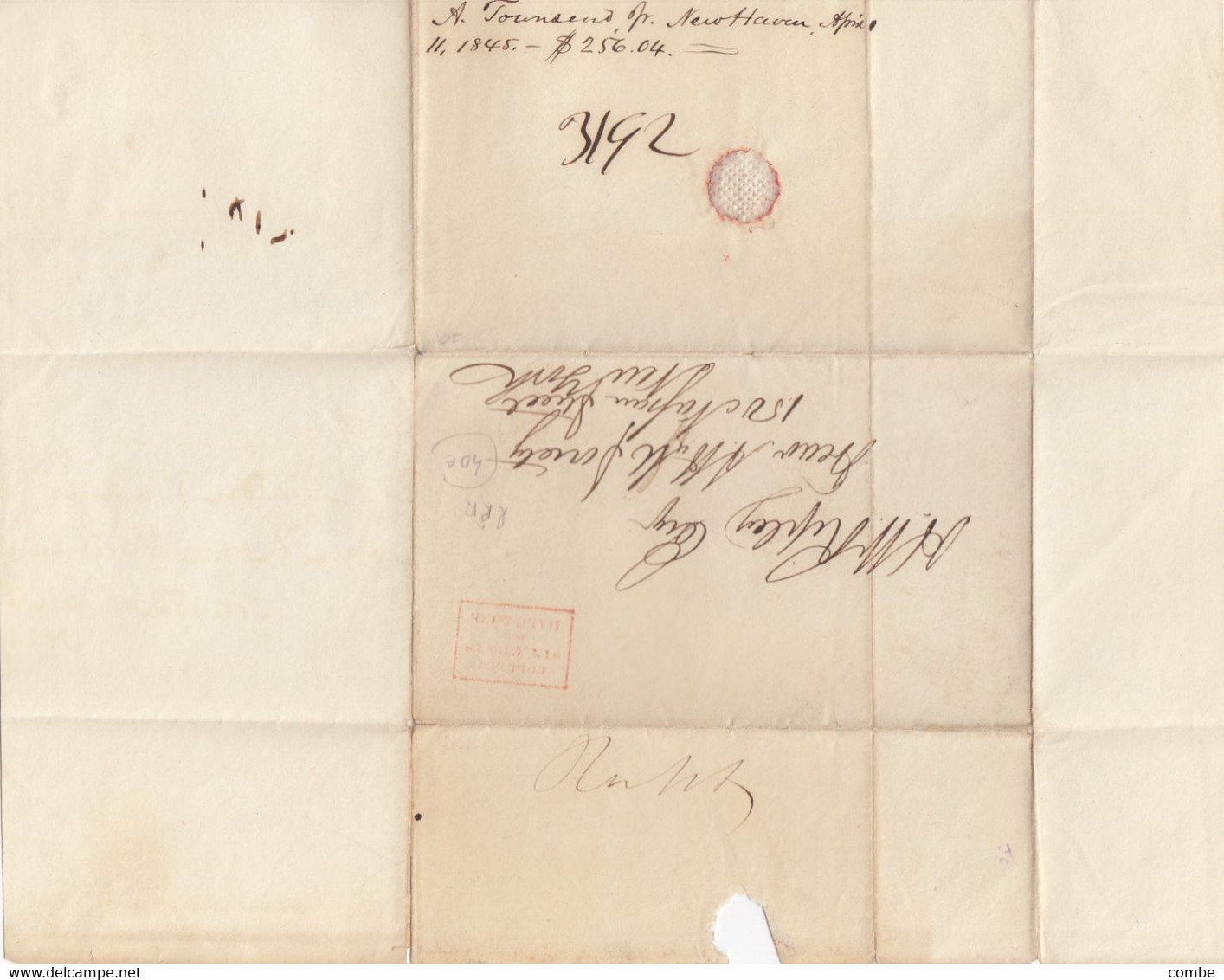 COVER. RED CANCEL  "COLLECT SIX CENTS FOR HALE & C°". NEW-YORK. NO TEXT      / 2 - …-1845 Prephilately