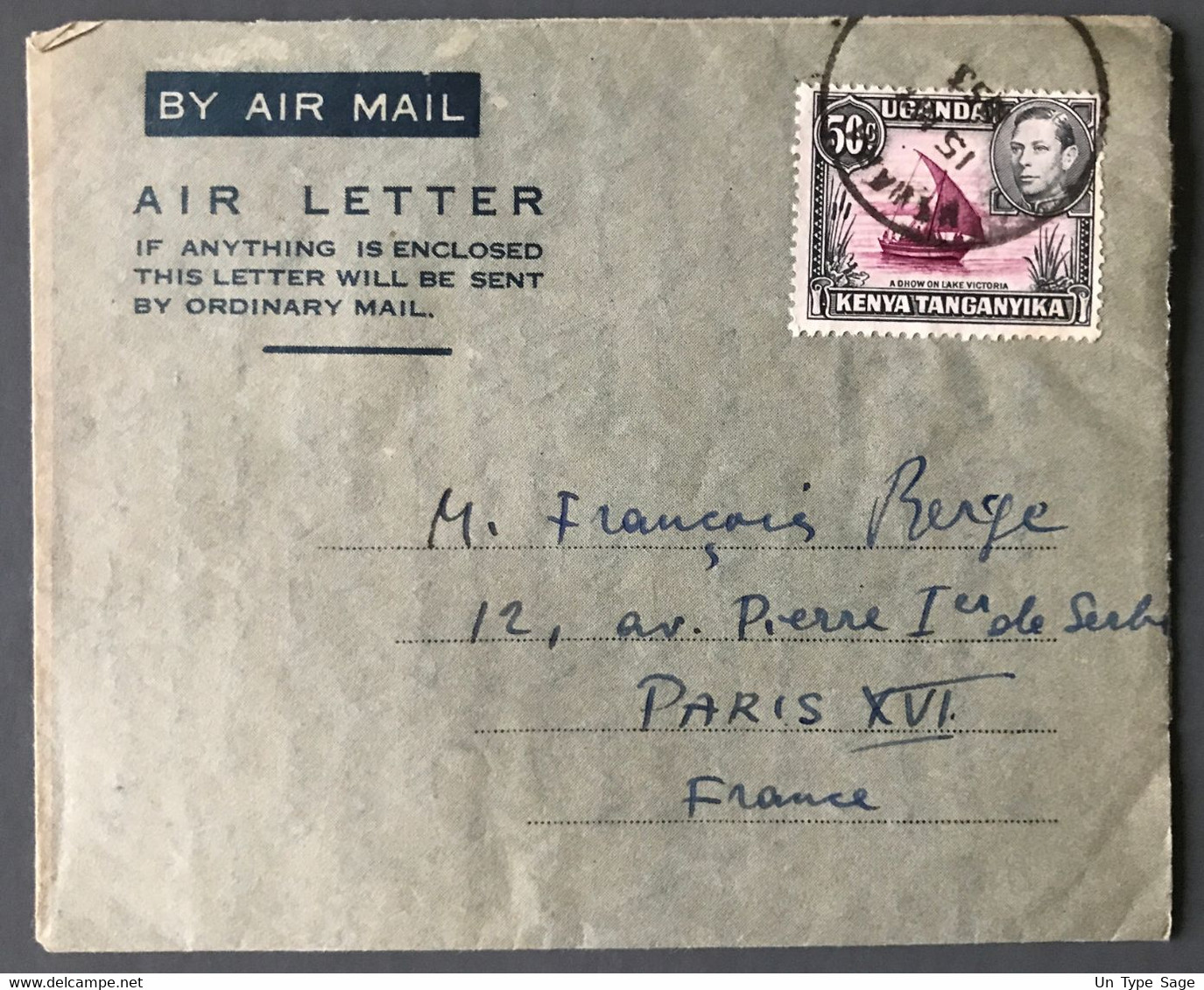 Kenya, Uganda & Tanganyika - Enveloppe 1953 Pour Paris - (C1929) - Kenya, Ouganda & Tanganyika