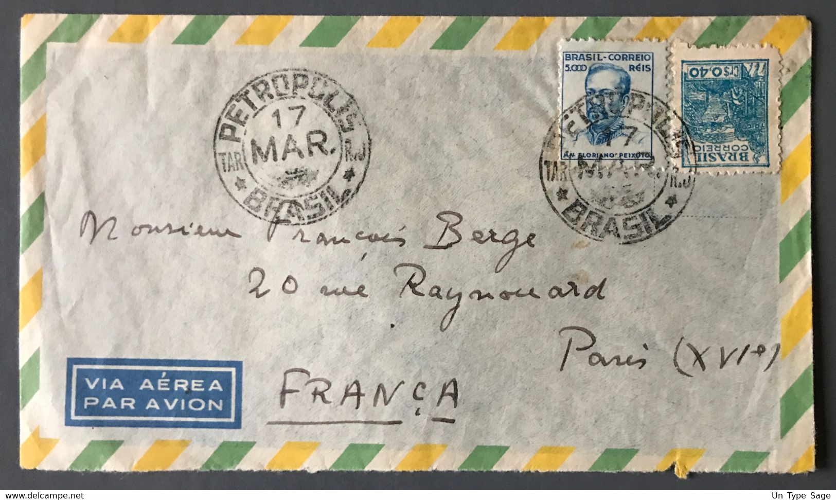 Brésil, Enveloppe Pour Paris - TAD PETROPOLIS - (C1961) - Lettres & Documents