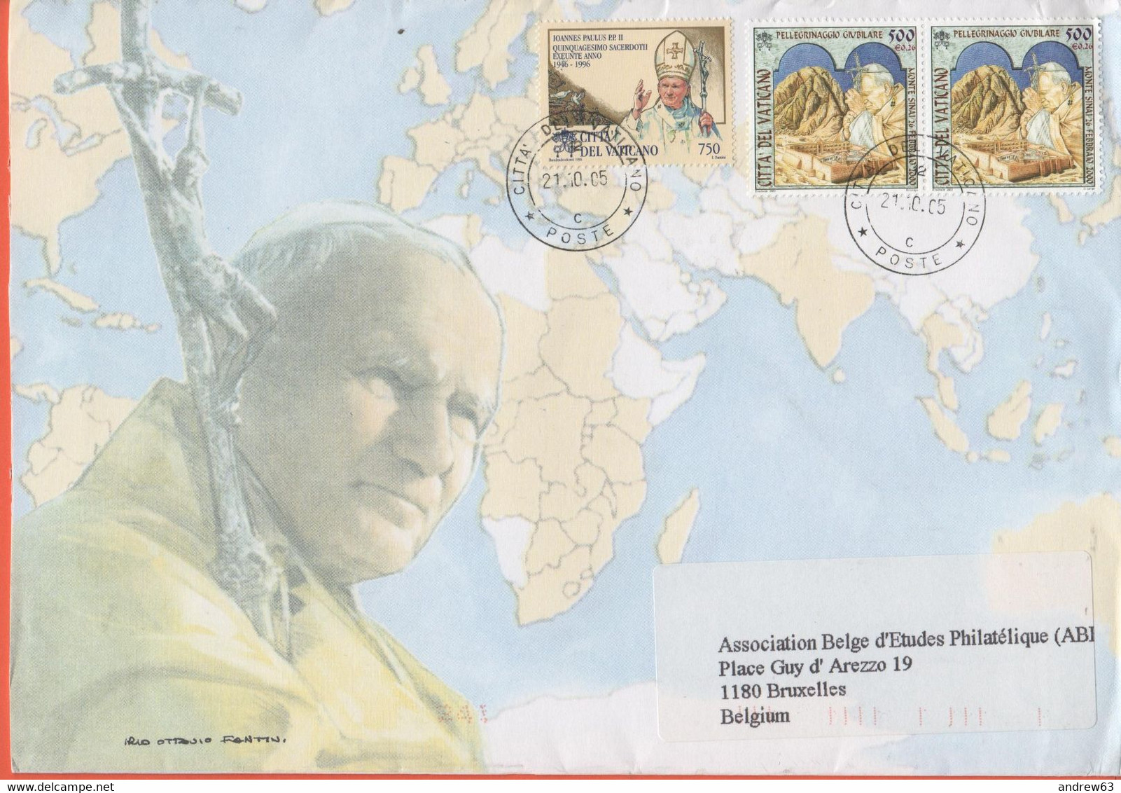 CITTA' DEL VATICANO - 2005 - 750 Giovanni Paolo II + 2 X 500 Pellegrinaggio Giubilare Monte Sinai - Medium Envelope - Vi - Cartas & Documentos