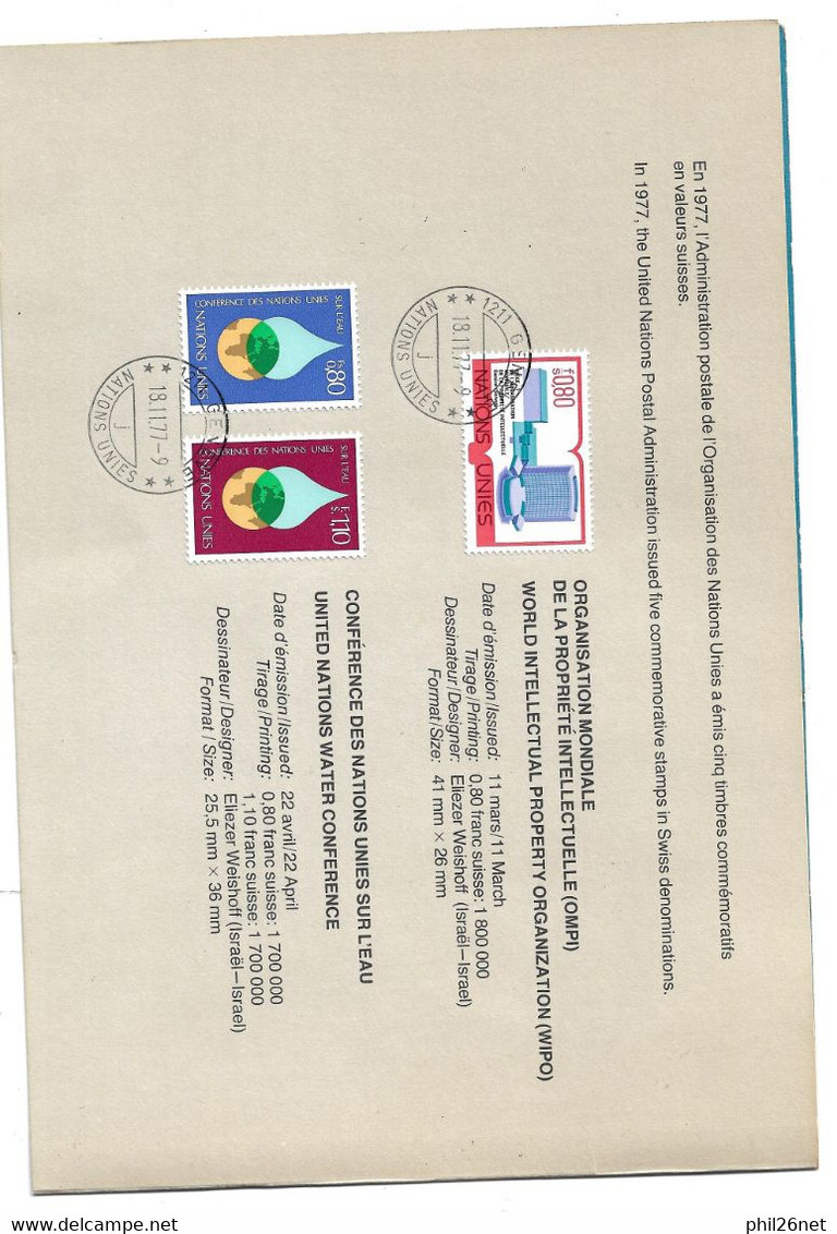 ONU Genève  Encart Année 1977  N°63 à 71  Oblitérés TB  Le 18/11/1977    Le Moins Cher Du Site    ....  - Covers & Documents