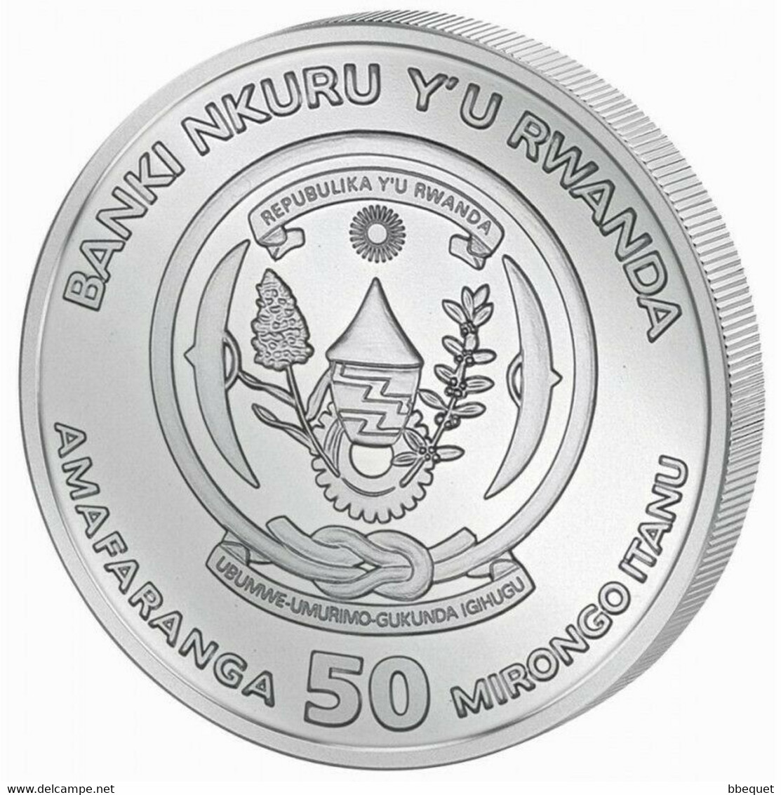 RWANDA 50 RWF Argent 999/1000 1 Once Année Du Boeuf 2021 - Rwanda