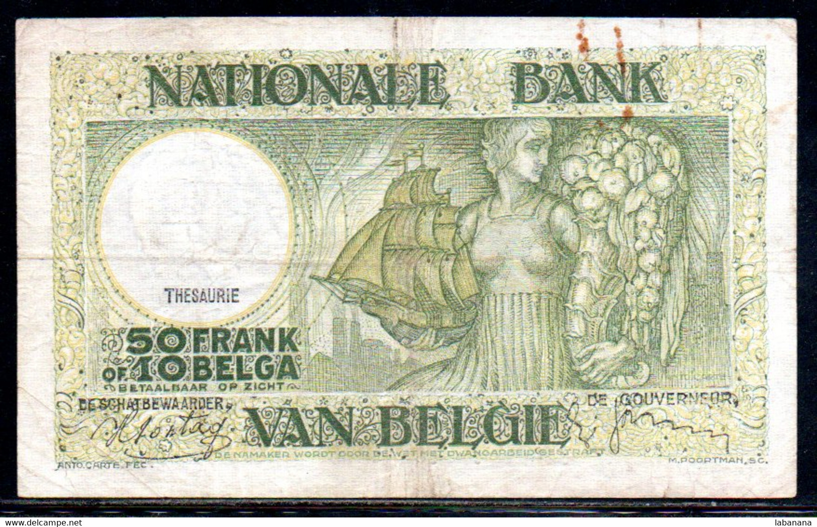 560-Belgique 50fr 1938 3606P0509 - 50 Francos-10 Belgas