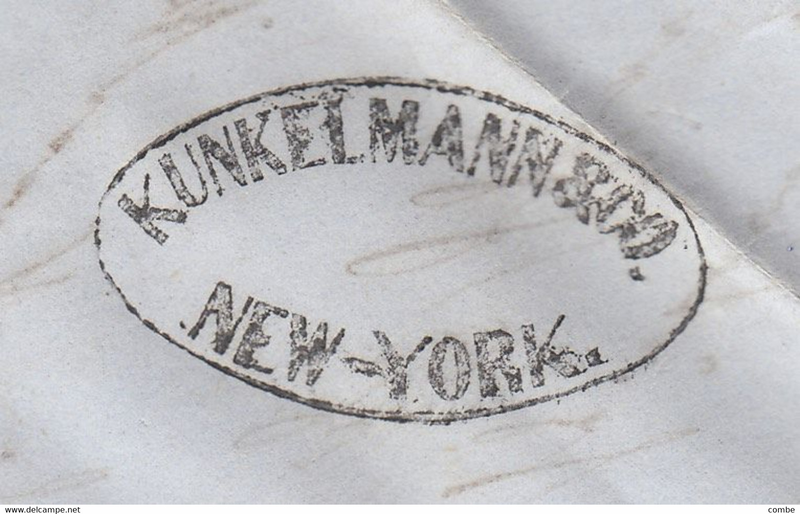 LETTER. NEW-YORK. 24 SEPT 1850. KUNKELMAN & C°. TO REIMS FRANCE. FRENCH COLONIES ART 13. ANGL CALAIS 2. DUE 5   /  2 - …-1845 Préphilatélie