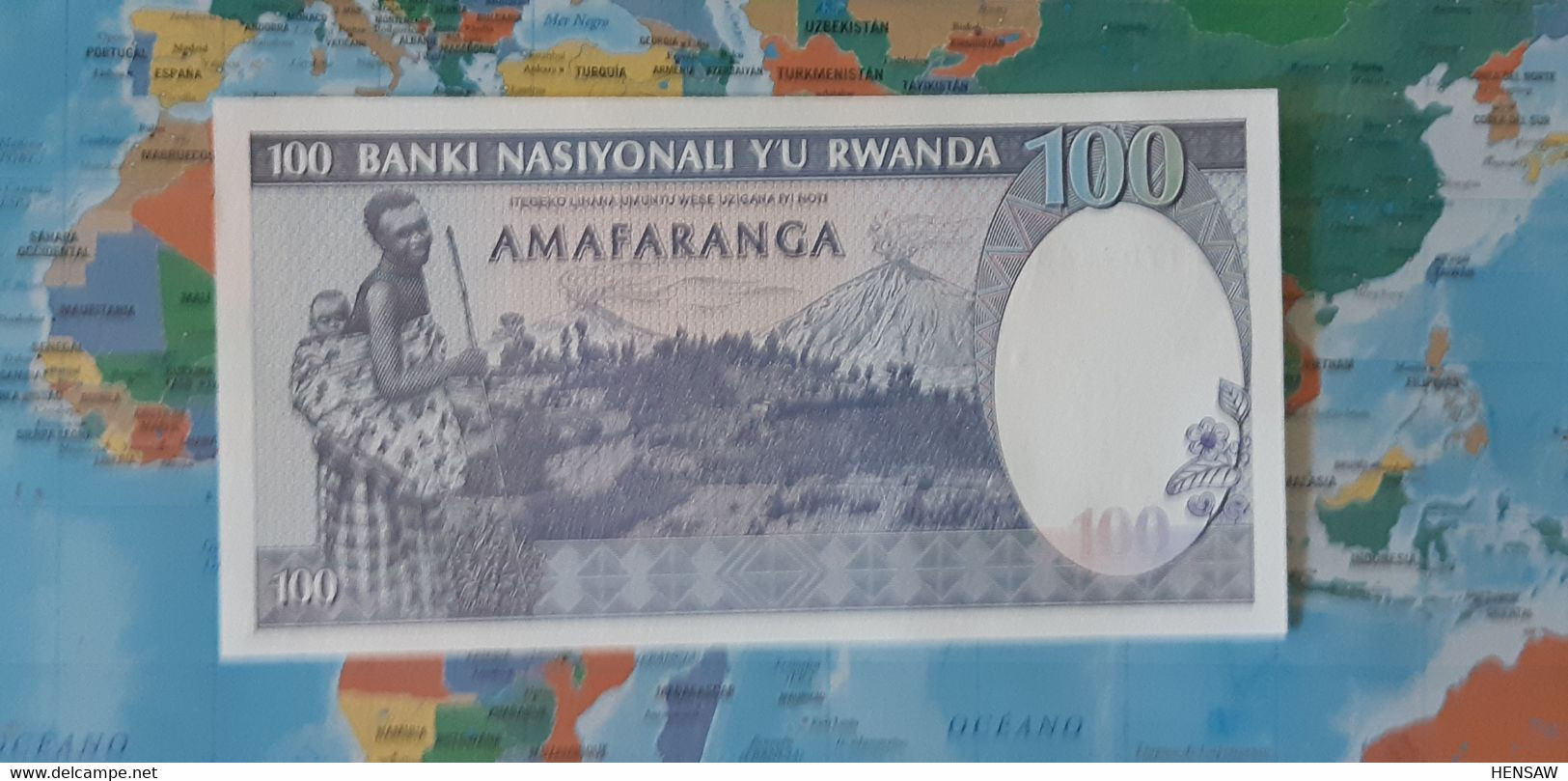 RWANDA 100 FRANCS 1989 8 DIGIT SERIAL NUMBER Z REPLACEMENT P 19 UNC - Ruanda