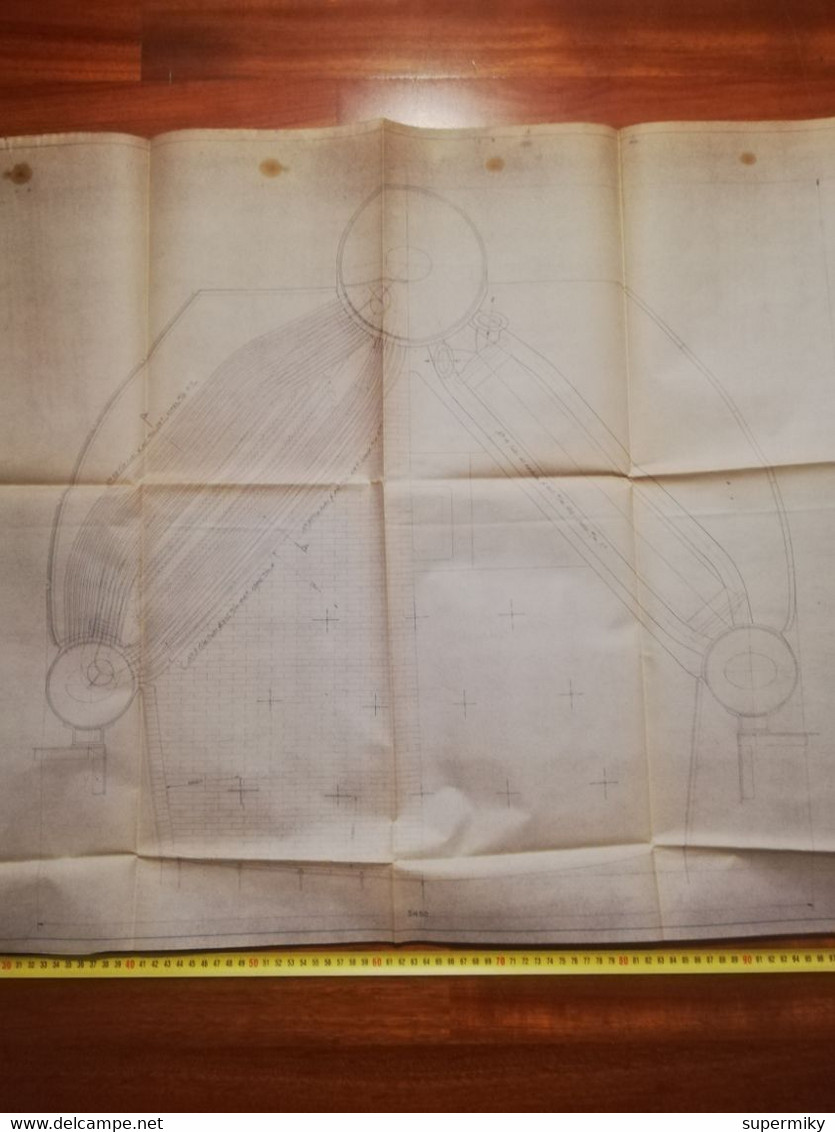 Due Grandi Stampe Disegno Tecnico Ansaldo Genova (anni '40), Dentro Raccomandata Originale - Maschinen