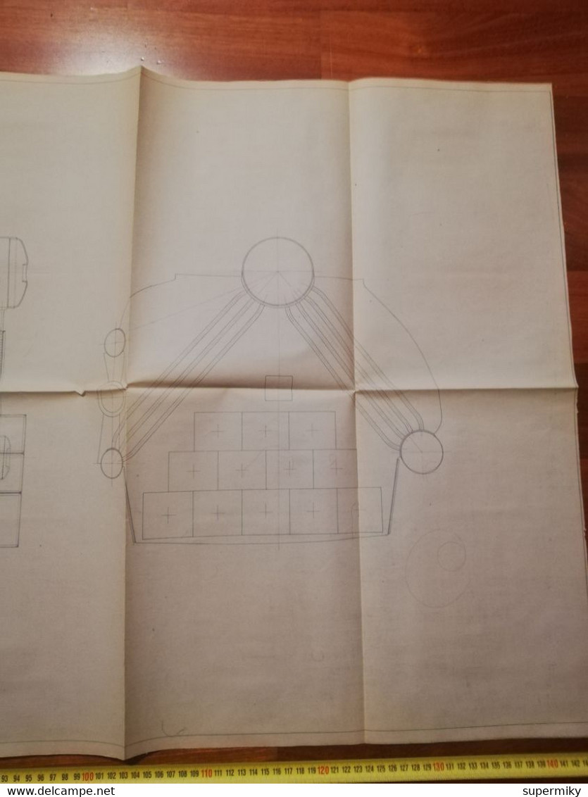 Due grandi stampe disegno tecnico Ansaldo Genova (anni '40), dentro raccomandata originale