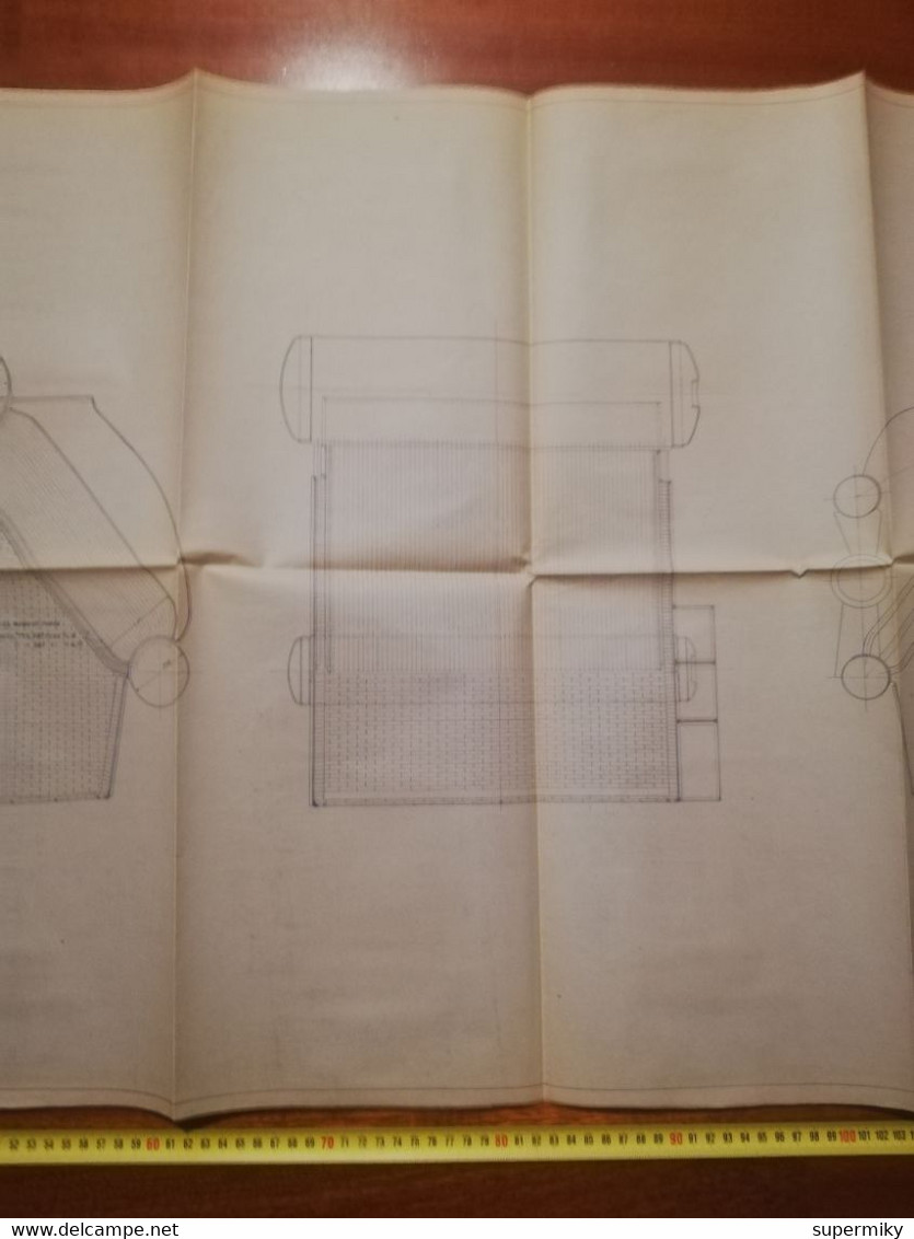 Due grandi stampe disegno tecnico Ansaldo Genova (anni '40), dentro raccomandata originale