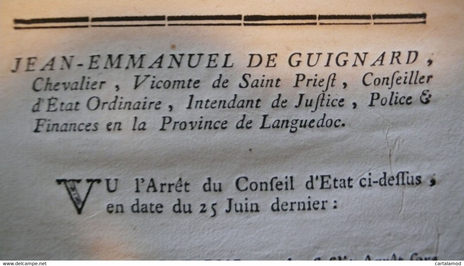 Arrêt Du Conseil D'Etat Du Roi, 1784, Relatif à La Police De Langogne Lozère - Décrets & Lois