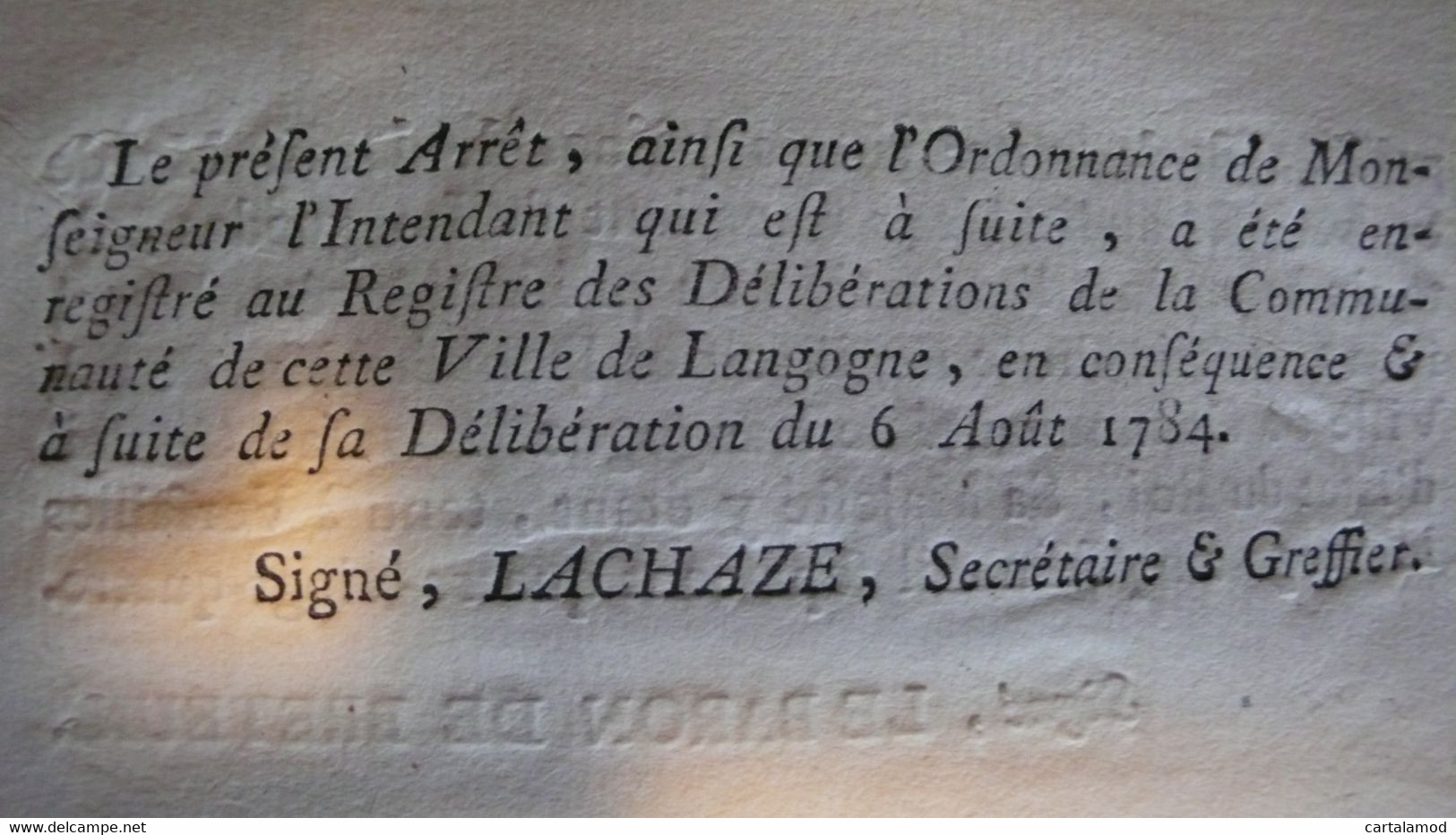 Arrêt Du Conseil D'Etat Du Roi, 1784, Relatif à La Police De Langogne Lozère - Décrets & Lois