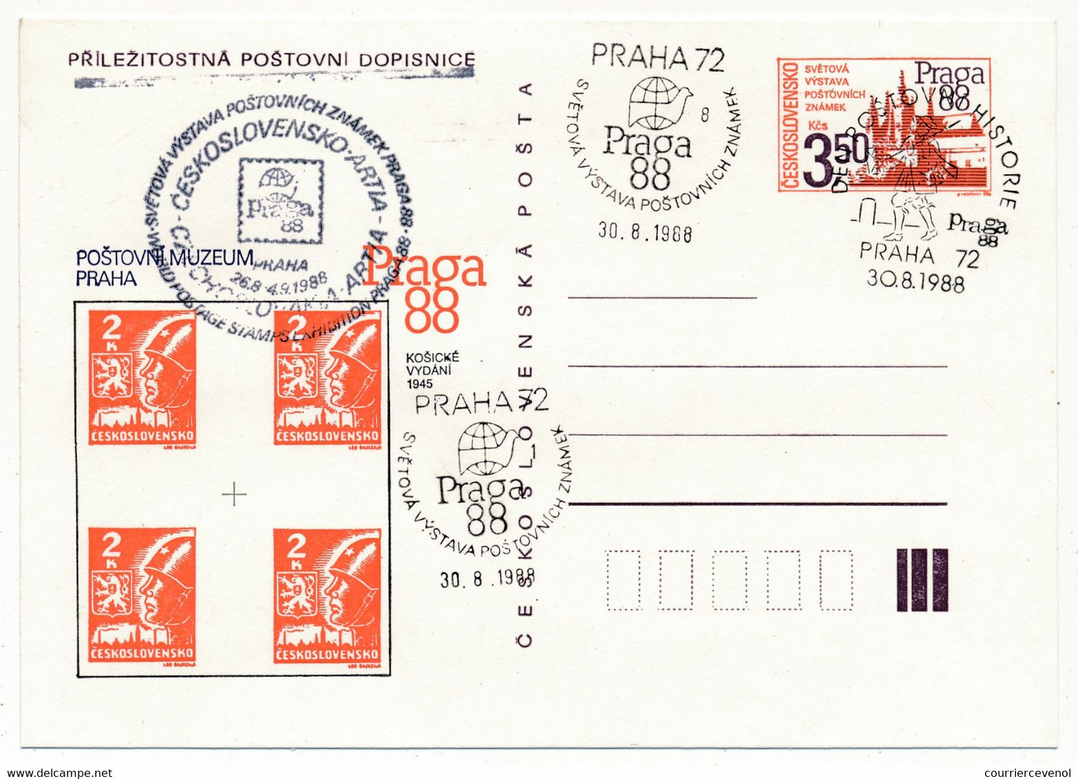 TCHECOSLOVAQUIE - Ensemble de 12 cartes postales (Entiers) au thème "PRAGA 88" - Tous Oblitérations Spéciales