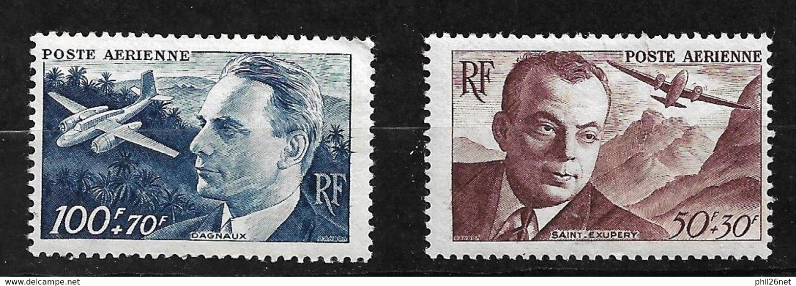 France Poste Aérienne   N° 21 Et  22  Neufs  * *  B/TB = MNH F/VF   - 1927-1959 Mint/hinged