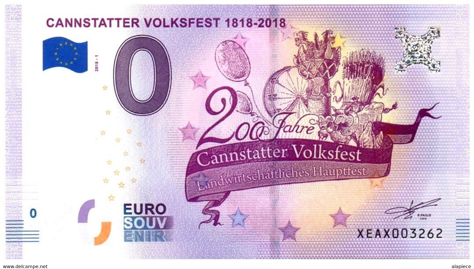 Billet Touristique - 0 Euro - Allemagne - Cannstatter Volksfest 1818-2018 - (2018-1) - Essais Privés / Non-officiels