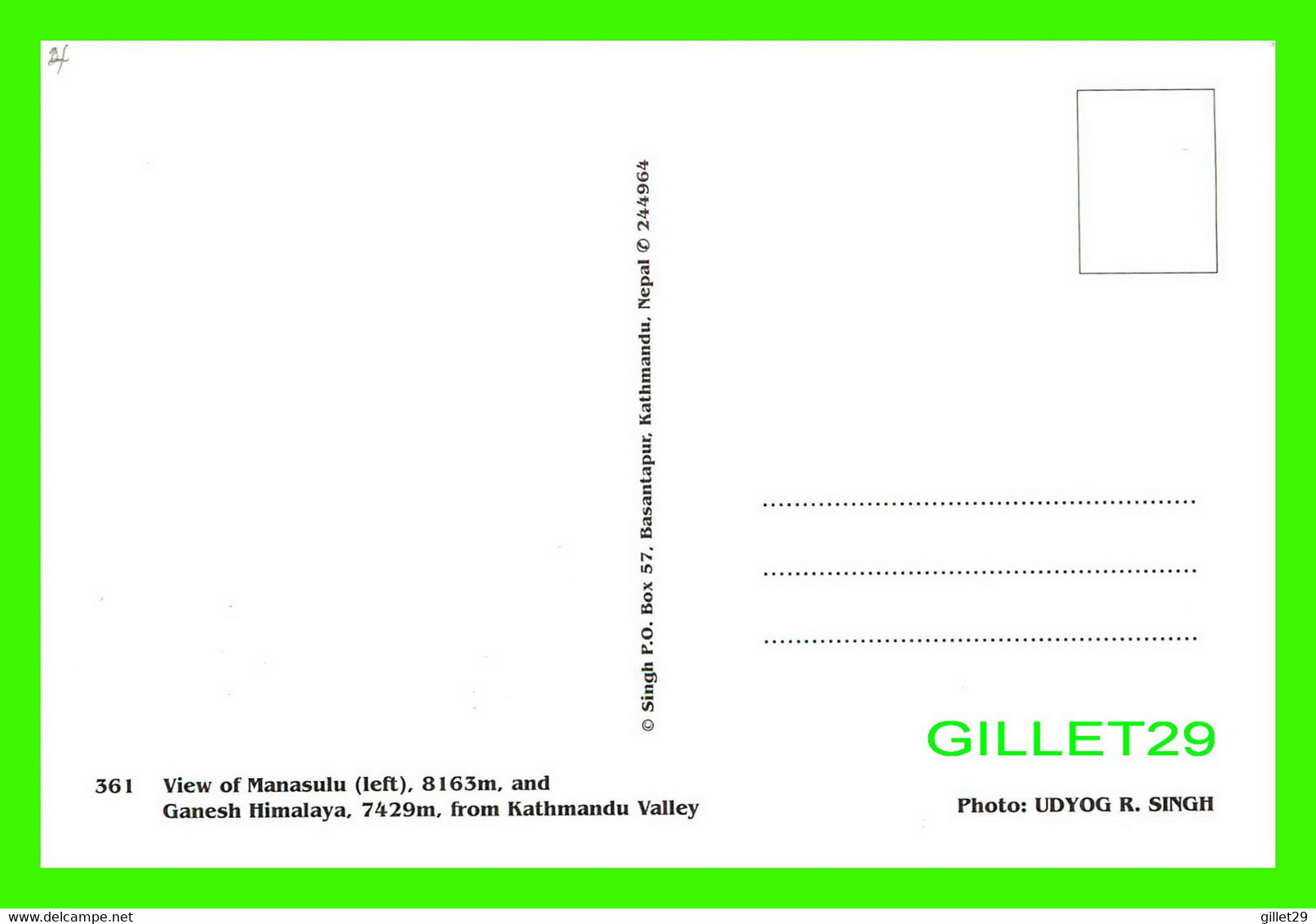 KATHMANDU, NÉPAL - MT. MANASULU & MT. GANEST HIMAL - FROM TE VALLEY - PHOTO, UDYOG R. SINGH - - Népal