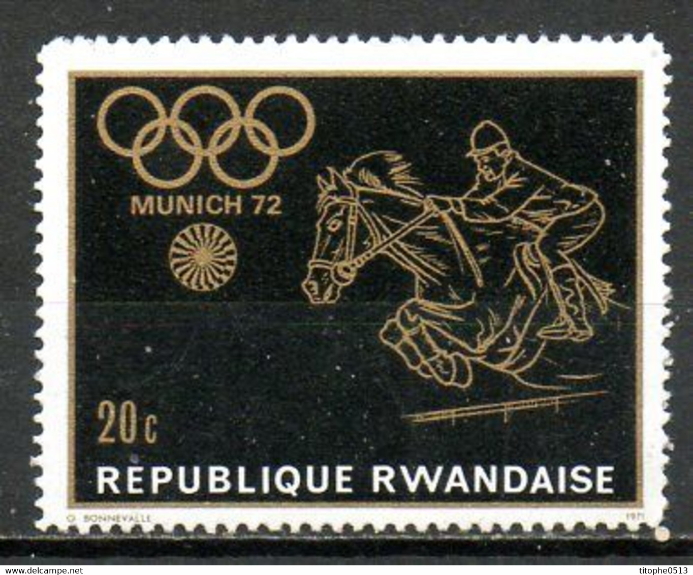 RWANDA. N°422 De 1971. Equitation Aux J.O. De Munich. - Jumping