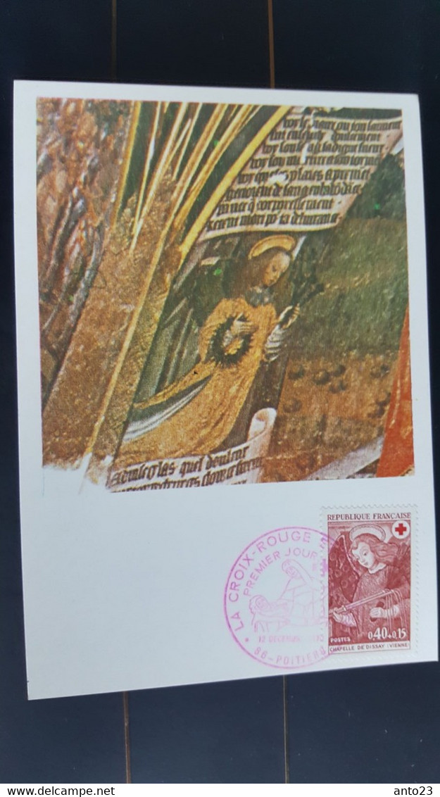 CARTE MAXIMUM CM CARDS FRANCE CROIX ROUGE FRESQUES DE LA CHAPELLE DE DISSAY RED CROSS - Colecciones & Series