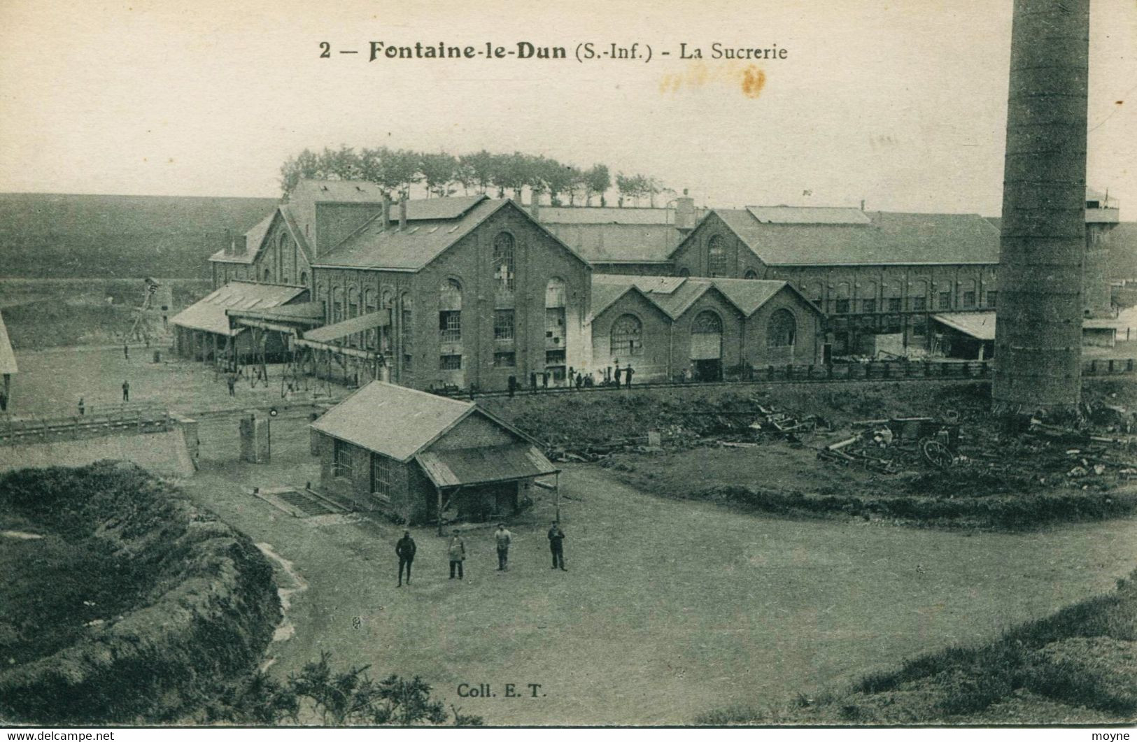 13743 - SEINE MARITIME -  FONTAINE  LE  DUN  :  LA SUCRERIE   ANIMEE      CIRCULEE EN 1917 - Fontaine Le Dun