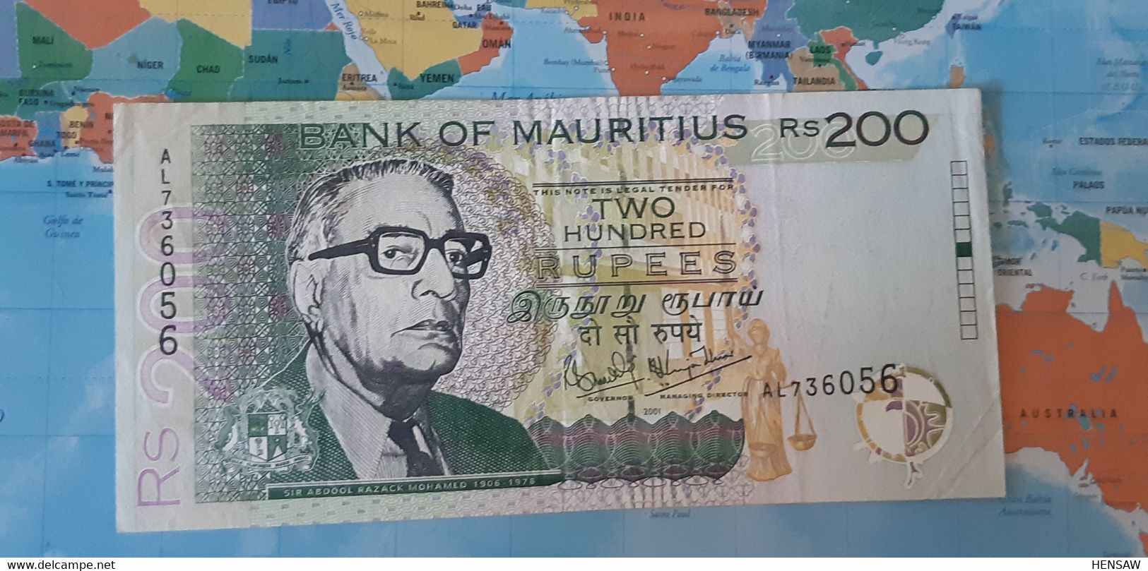 MAURITIUS 200 RUPEES 2001 P 52b USED - Mauritius