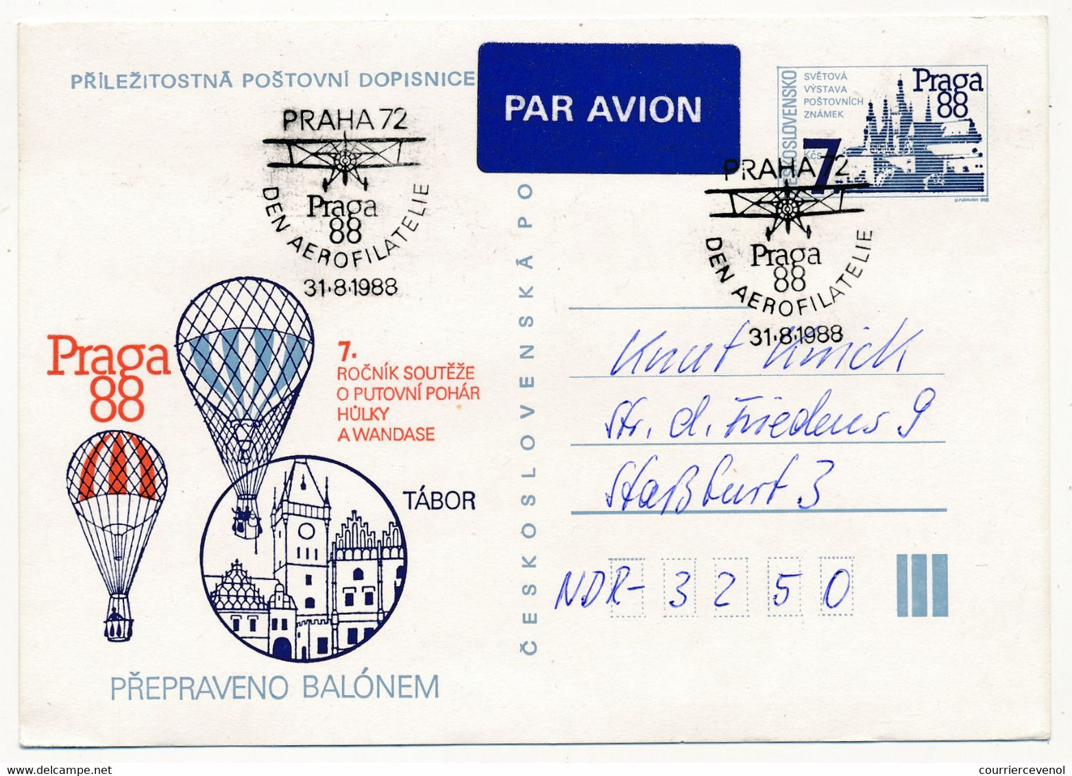 TCHECOSLOVAQUIE - Ensemble De 12 Cartes Postales (11 Entiers + 1 CPM) Au Thème "PRAGA 88" - Tous Oblitérations Spéciales - Cartes Postales