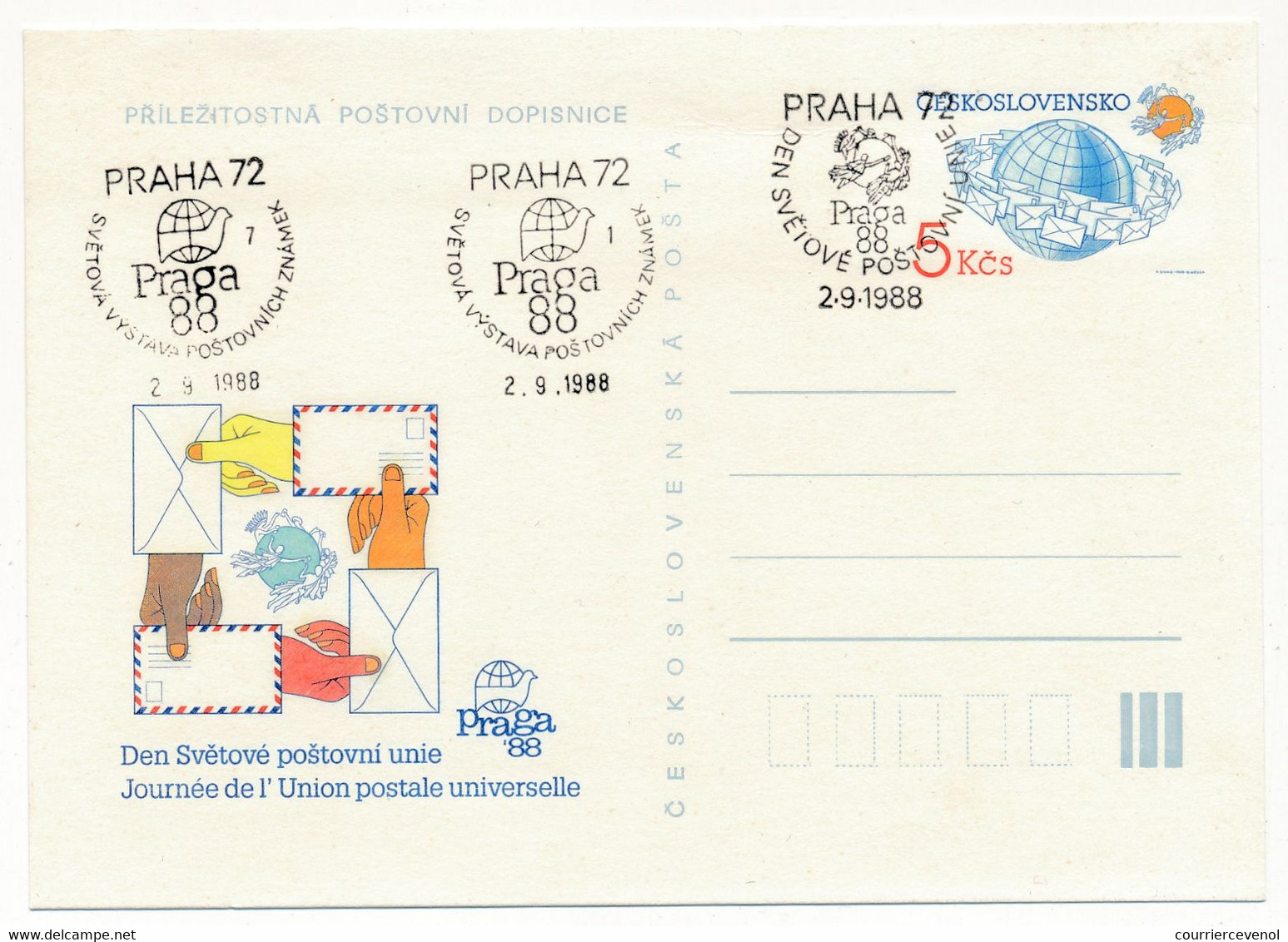 TCHECOSLOVAQUIE - Ensemble De 12 Cartes Postales (11 Entiers + 1 CPM) Au Thème "PRAGA 88" - Tous Oblitérations Spéciales - Cartoline Postali