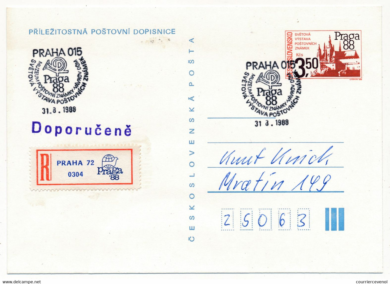 TCHECOSLOVAQUIE - Ensemble de 12 cartes postales (11 Entiers + 1 CPM) au thème "PRAGA 88" - Tous Oblitérations Spéciales