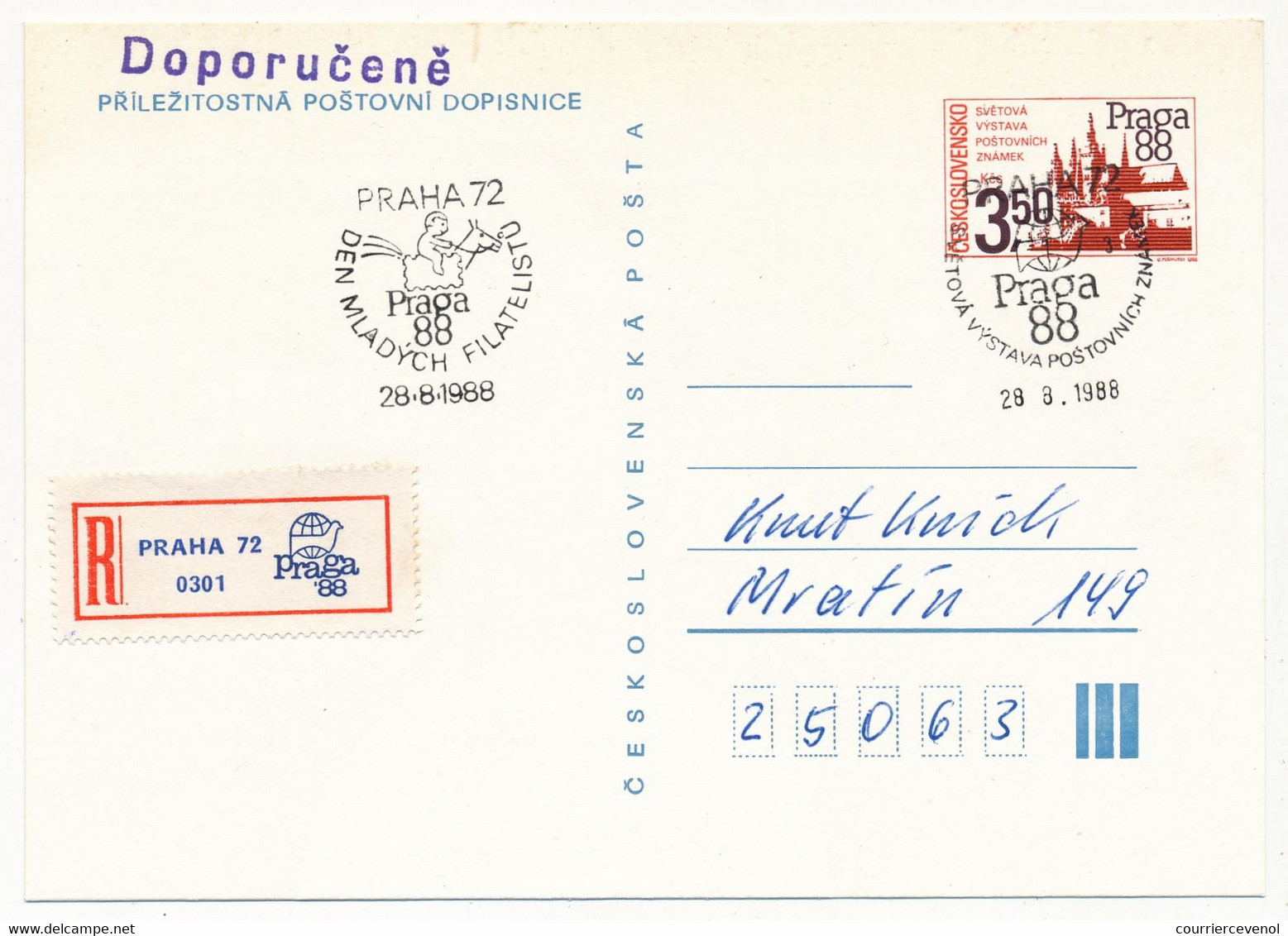 TCHECOSLOVAQUIE - Ensemble de 12 cartes postales (11 Entiers + 1 CPM) au thème "PRAGA 88" - Tous Oblitérations Spéciales