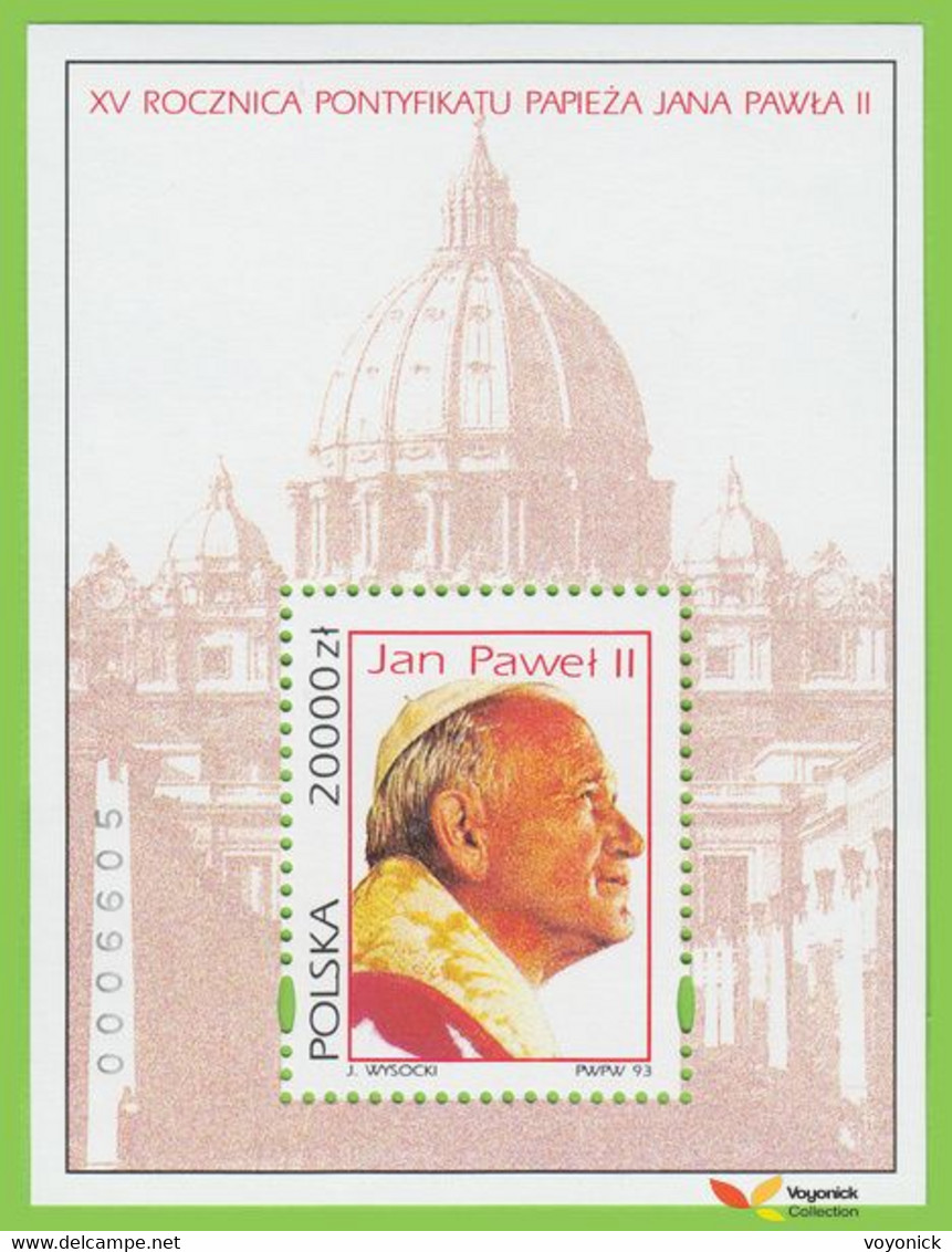 Voyo POLAND POPE JOHN PAUL II  1993 M#BL123 ** MINT - Blocks & Sheetlets & Panes