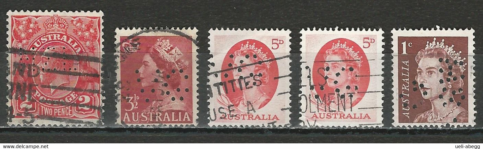 Australia 5 Perfins - Perfin