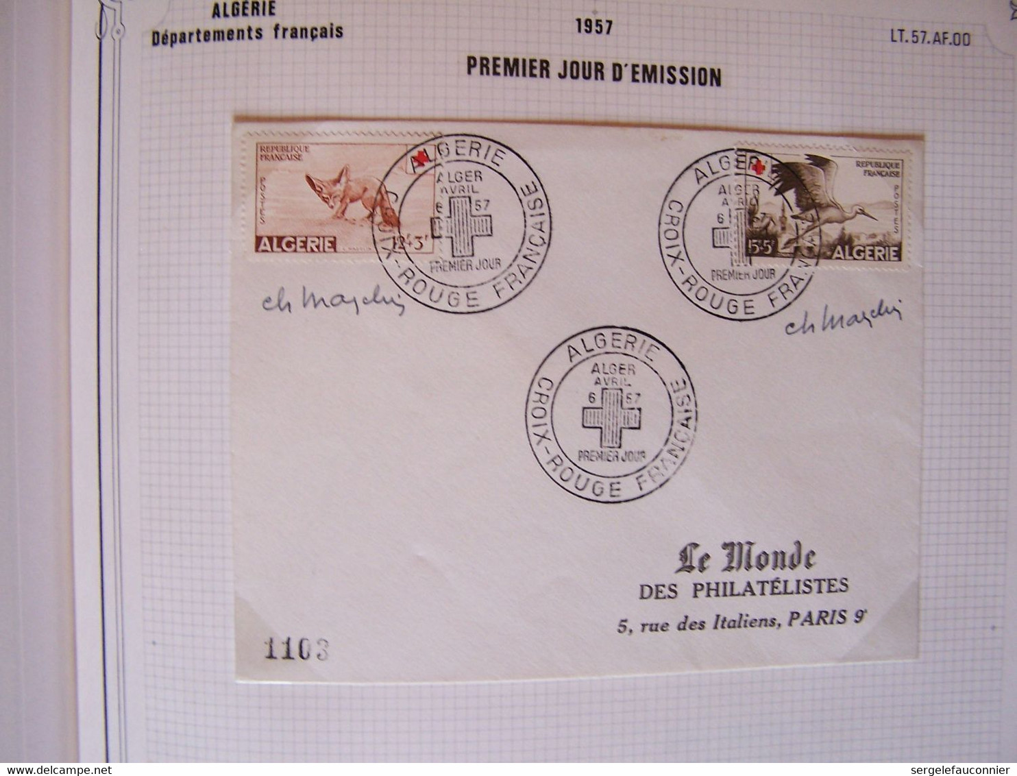 ALGERIE Département FRANCAIS. Feuilles: Oblitérations des bureaux d'Algérie 1924-1958