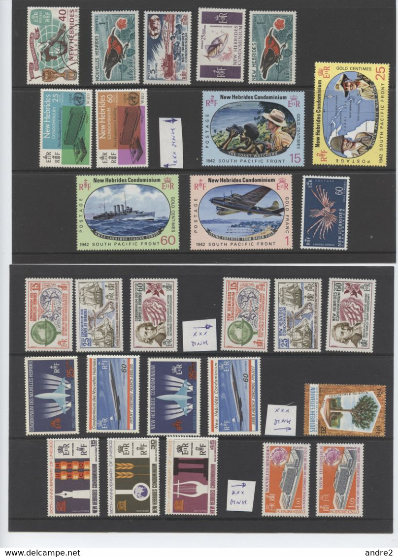 Nouvelles Hébrides - New Hebrides 1908 - 1974 Collection  *** MNH ( See Scans ) , * MH Et Oblitérés - Collections, Lots & Series