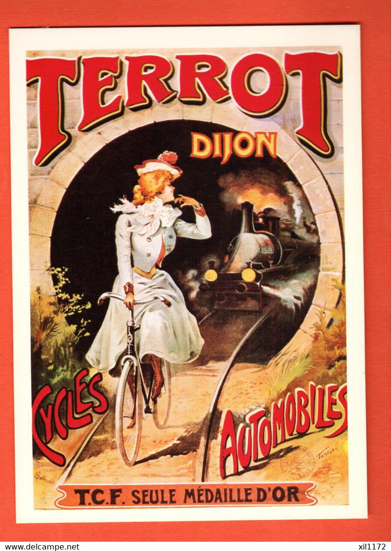 ZDE-26  Terrot Dijon Moto, Cycles Automobiles, Jeune élégante Sur Un Vélo, Publicité .Grand Format, Non Circulé - Moto Sport