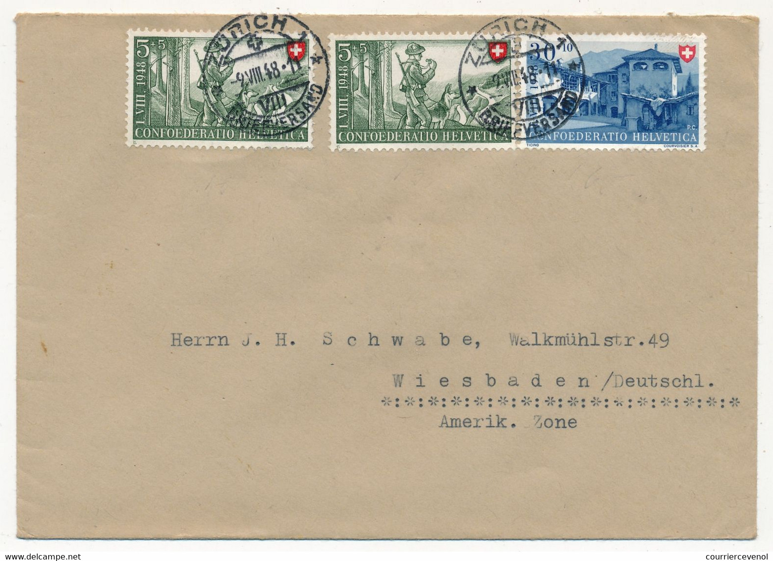 SUISSE - Lot 6 Enveloppes Affranchissements Divers, Composés, 1947 Et 1948 - Lettres & Documents