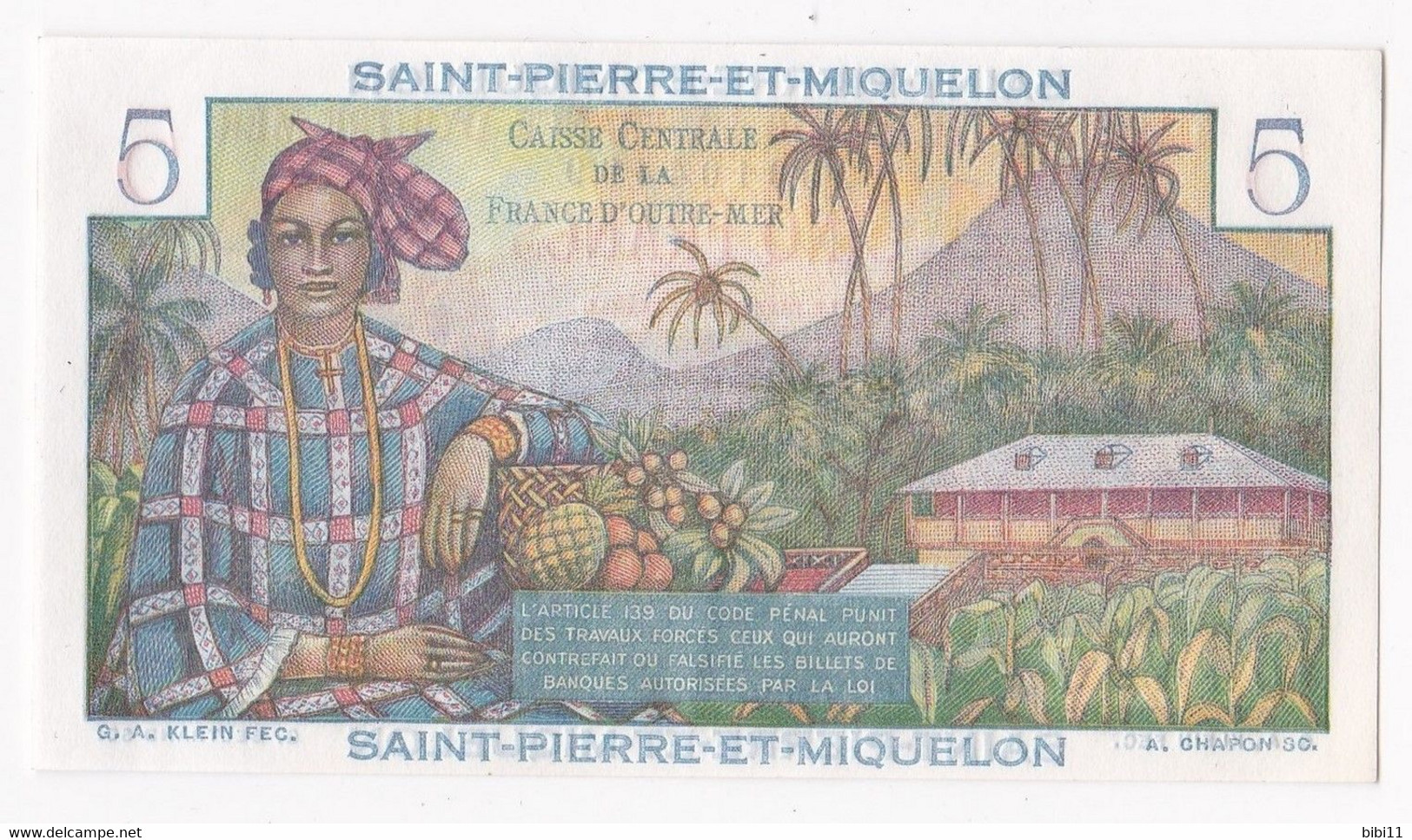 Saint Pierre Et Miquelon 5 Francs BOUGAINVILLE (1950-1960), Alphabet B 81 N° 04499. Neuf - Altri & Non Classificati