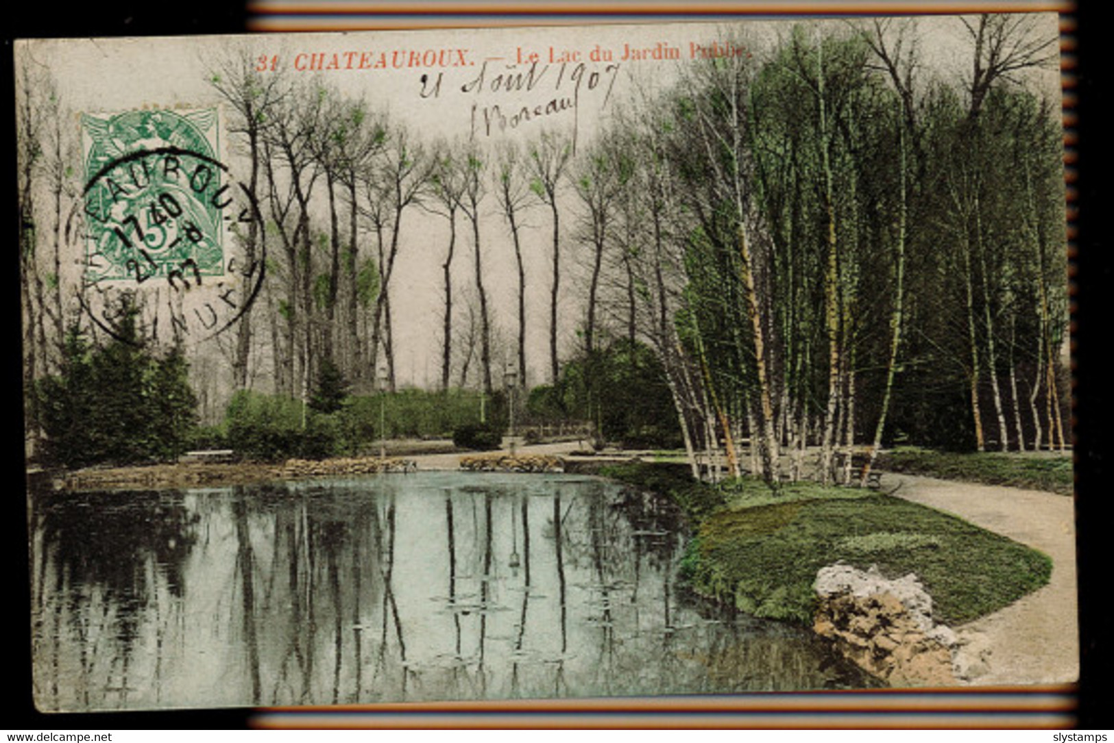 CPA INDRE CHATEAUROUX N°31 LE LAC DU JARDIN PUBLIC COLORISEE 1907 - Chateauroux